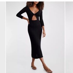 NWT Vix Anna Reversible Dress Black X-Small XS Cover Up Long Sleeve Knit $178